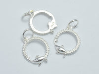 2pcs 925 Sterling Silver Charms, Dolphin Charms, 12.5mm Circle-RainbowBeads