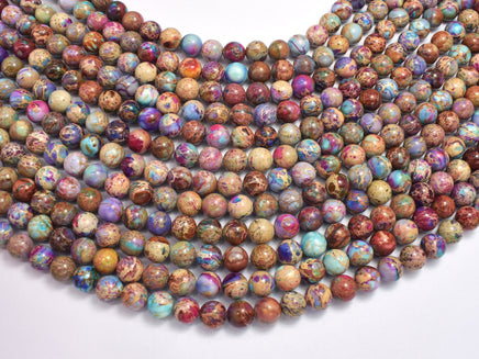 Impression Jasper-Red & Purple 8mm Round-RainbowBeads