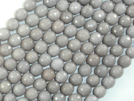 Jade Beads, Light Gray, 8mm Faceted Round-RainbowBeads