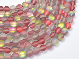 Matte Mystic Aura Quartz-Red, Rainbow, 6mm (6.3mm) Round-RainbowBeads