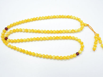 Amber Resin-Yellow, 6mm Round Beads, 23 Inch, Approx 108 beads-RainbowBeads