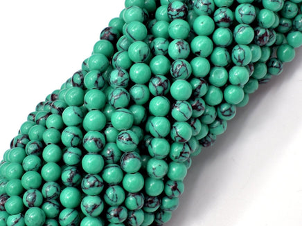 Howlite Turquoise Beads-Green, 4.5mm (5mm) Round Beads-RainbowBeads