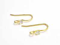 4pcs 24K Gold Vermeil Earring Hook, 925 Sterling Silver Earwire, Fishhook, 15x10mm-RainbowBeads