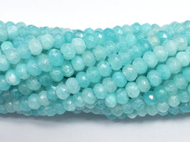 Jade - Sea Blue 4x6mm Faceted Rondelle, 14.5 Inch-RainbowBeads