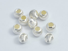 10pcs Cat's Eye 925 Sterling Silver Beads, 4mm Round Beads-RainbowBeads