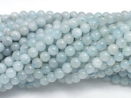 Genuine Aquamarine Beads, 4mm (4.7mm) Round beads-RainbowBeads