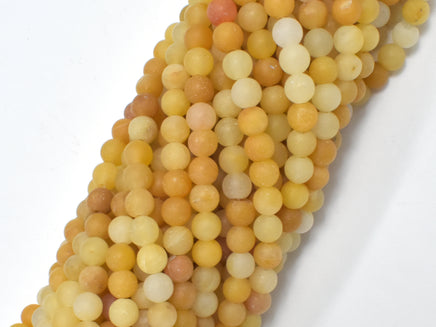 Matte Yellow Jade Beads, 4mm (4.8mm), Round Beads-RainbowBeads