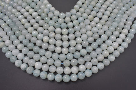 Genuine Aquamarine Beads, Round, 10mm-RainbowBeads