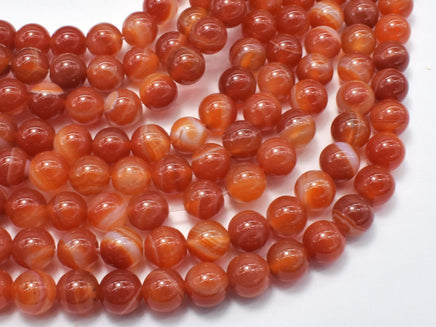 Banded Agate Beads, Striped Agate, Orange, 8mm (8.3mm) Round-RainbowBeads