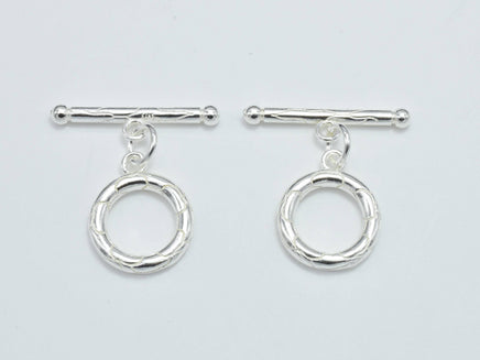 1set 925 Sterling Silver Toggle Clasps, Loop 14mm, Bar 23mm-RainbowBeads
