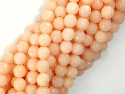 Jade Beads, Peach, 8mm Faceted Round-RainbowBeads