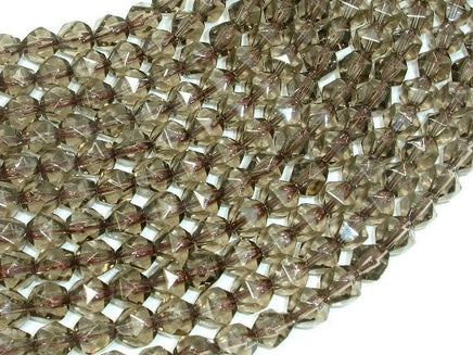 Smoky Quartz Beads, 8mm Star Cut Faceted Round Beads-RainbowBeads