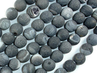 Druzy Agate Beads, Geode Beads, Black, 10mm(10.6mm) Round-RainbowBeads