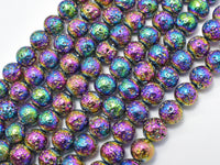 Lava-Rainbow Plated, 8mm (8.7mm) Round Beads-RainbowBeads