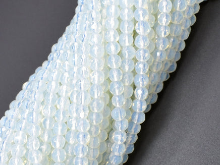 White Opalite Beads, 4mm Faceted Round Beads-RainbowBeads