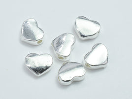 4pcs 925 Sterling Silver Beads, 5.8x4.6mm Heart Beads-RainbowBeads