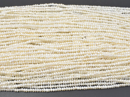 Fresh Water Pearl Beads-White, Approx 2-3mm Potato Beads-RainbowBeads