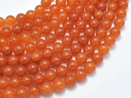 Jade - Orange, 8mm, Round, 15 Inch-RainbowBeads