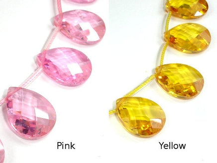 CZ beads, 12mm x 16mm Faceted Pear Briolette-RainbowBeads