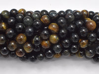 Blue / Yellow Tiger Eye, 8 mm Round Beads, 15.5 Inch-RainbowBeads