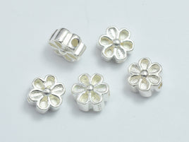 2pcs 925 Sterling Silver Beads - Flower, 8mm-RainbowBeads