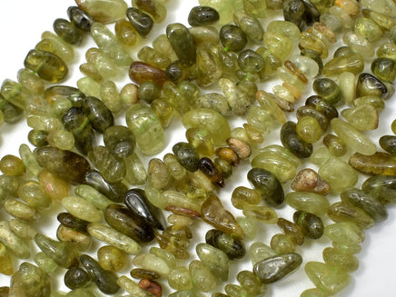 Green Garnet Beads, Pebble Chips, Approx 5-9mm-RainbowBeads