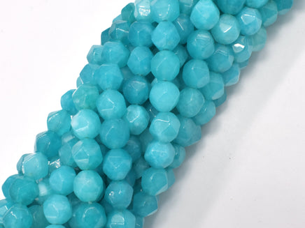 Jade - Teal, 8mm Faceted Star Cut Round-RainbowBeads