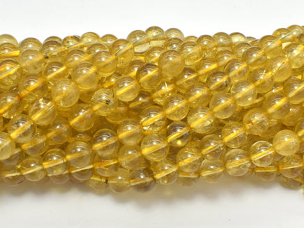 Gold Rutilated Quartz, 6mm (6.5mm) Round Beads-RainbowBeads