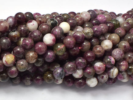 Plum Blossom Tourmaline, 6mm, Round-RainbowBeads