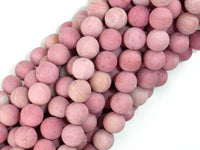 Matte Rhodonite Beads, Round, 8mm (8.7mm)-RainbowBeads
