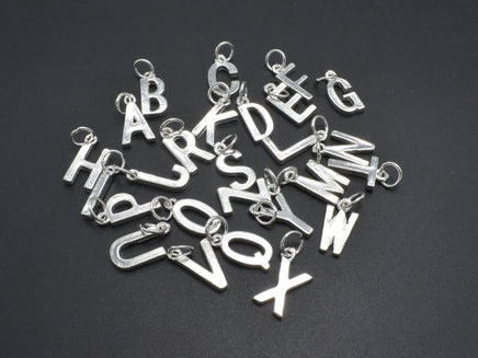 1pcs 925 Sterling Silver Capital Letter Charm, 7x11mm-RainbowBeads