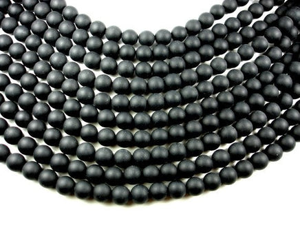 Matte Black Onyx Beads, 12mm Round Beads-RainbowBeads