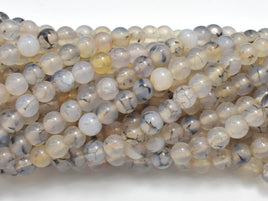 Dragon Vein Agate Beads, Black & White, 6mm-RainbowBeads