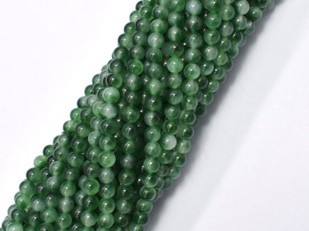 Malaysia Jade - Green, White, 4mm (4.5mm), Round-RainbowBeads