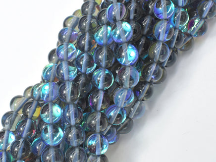 Mystic Aura Quartz-Gray, 6mm (6.5mm) Round Beads-RainbowBeads
