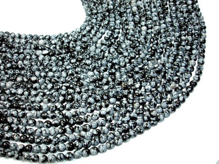 Snowflake Obsidian Beads, Round, 6mm-RainbowBeads