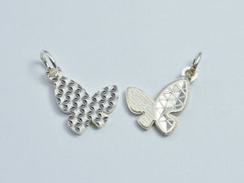 1pc 925 Sterling Silver Sparkling Butterfly Charm, 14x11mm-RainbowBeads