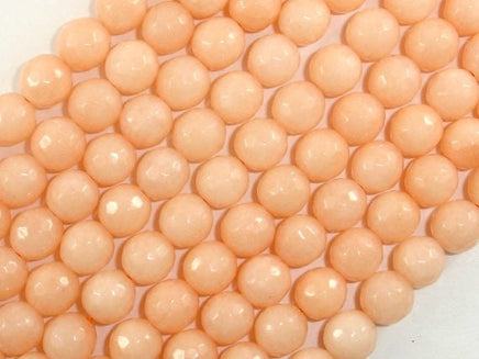Jade Beads, Peach, 8mm Faceted Round-RainbowBeads