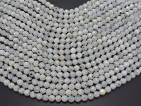 White Rainbow Moonstone, 6mm (6.5mm), Faceted Round-RainbowBeads