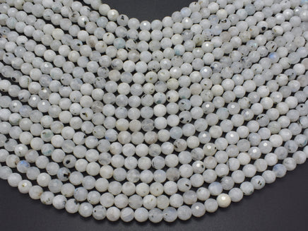 White Rainbow Moonstone, 6mm (6.5mm), Faceted Round-RainbowBeads