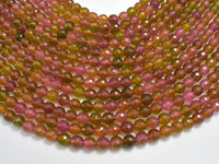 Watermelon Tourmaline Jade Beads - Multicolor, 8mm Faceted Round-RainbowBeads