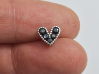 2pcs (1pair) 925 Sterling Silver Cubic Zirconia Stud Post, Heart Earring Stud Post, 7.8x6.8mm, 11mm Long-RainbowBeads