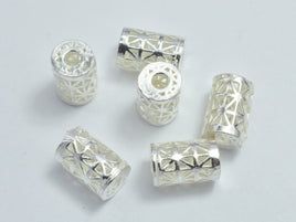4pcs 925 Sterling Silver Beads, 5x7.5mm Tube Beads, Big Hole Filigree Beads, Jewelry Findings-RainbowBeads