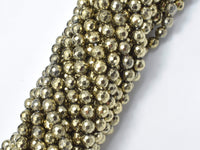 Hematite-Light Gold, Pyrite Color, 6mm Faceted Round-RainbowBeads