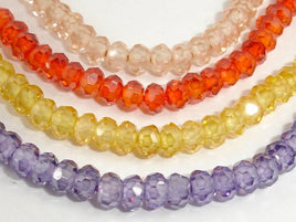 CZ beads, Faceted Rondelle 3.5x4mm-RainbowBeads