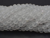 Matte Clear Quartz Beads, 6mm (6.5mm) Round-RainbowBeads