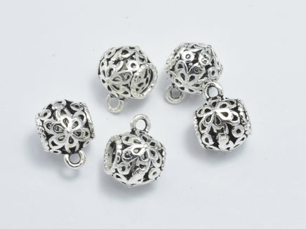 4pcs 925 Sterling Silver Bead Connector-Antique Silver, Filigree Drum, 7x6.8mm-RainbowBeads