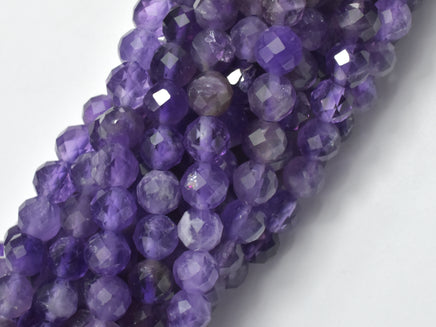 Amethyst, 5mm Micro Faceted Round-RainbowBeads