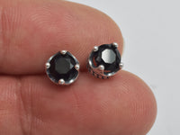 2pcs (1pair) 925 Sterling Silver Cubic Zirconia Stud Post, Earring Stud Post, 6mm, 11mm Long-RainbowBeads