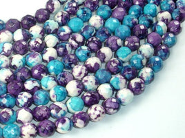 Rain Flower Stone Beads, Blue, Purple, 8mm Faceted Round Beads-RainbowBeads